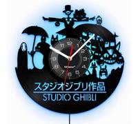 Viiluuxr Horloge Murale Vinyle Forêt Fantasy, Quartz 30 cm, LED USB | Créatures de forêt et silhouettes de style animé ; pour un coin lecture. LED USB, adaptateur non fourni