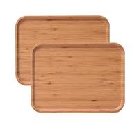 Viitech Plateau de Bambou, Grand Rectangulaire Ustensiles de Thé, Petit Déjeuner et Service Convient pour Assiettes à Dessert et Collation (2 Pcs, 40 x 30 cm)