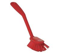 Vikan - Hygiène - Brosse à vaisselle - Avec bord de raclage - Fibres moyennes - Rouge