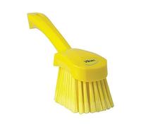Vikan - Hygiène - Brosse à vaisselle - Avec manche court - Fibres douces à bout fendu - Jaune