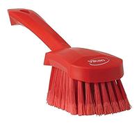 Vikan - Hygiène - Brosse à vaisselle - Avec manche court - Fibres douces à bout fendu - Rouge