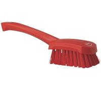 Vikan - Hygiène - Brosse à vaisselle - Avec manche court - Fibres dures - Rouge
