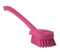 Vikan - Hygiène - Brosse à vaisselle - Avec manche long - Fibres dures - Rose