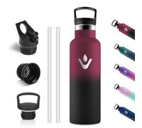Vikastar Gourde Isotherme, 500 ml sans BPA, Bouteille Isotherme, Froid&Chaud, Gourde Inox, Anti-Fuite, Gourde Enfant Inox pour Sport, Enfant, École, Gym, Cyclisme, Rouge & Noir