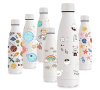 Vikastar Gourde Isotherme, 500ml Sans BPA, Bouteille Isotherme Enfant, Anti Fuite, Gourde Inox pour Adulte, Sport, Gym, Enfant, École, Ours Blanc