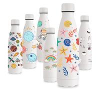 Vikastar Gourde Isotherme, 500ml Sans BPA, Bouteille Isotherme Enfant, Anti Fuite, Gourde Inox pour Adulte, Sport, Gym, Enfant, École, Blanche-Mer Étoile