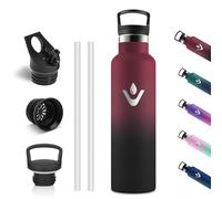 Vikastar Gourde Isotherme, 750 ml sans BPA, Bouteille Isotherme, Réutilisable, Gourde Inox, Anti-Fuite, Borraccia Termica 750 ml pour École, Sport, Gym, Cyclisme, Rouge & Noir