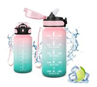Vikaster Bouteille d'eau, Gourde avec paille 0.5 l, sans BPA, Étanche & Réutilisable, Water Bottle Ouvrir en un Clic, Convient Pour la Gym, le Yoga, le Camping, Randonnée