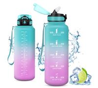 Vikaster Bouteille d'eau, Gourde avec Paille 1.5 l, sans BPA, Étanche & Réutilisable, Water Bottle Ouvrir en Un Clic, Convient pour la Gym, Le Yoga, Le Camping, Randonnée
