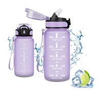 Vikaster Bouteille d'eau, Gourde avec Paille 500ml, sans BPA, Étanche & Réutilisable, Water Bottle Ouvrir en Un Clic, Convient pour la Gym, Le Yoga, Le Camping, Randonnée