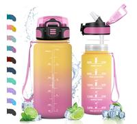 Vikaster Bouteille, Gourde avec Paille 500ml, sans BPA, Étanche & Réutilisable, Bouteille Enfant Ouvrir en Un Clic, Convient pour la Gym, Le Yoga, Le Camping, Randonnée