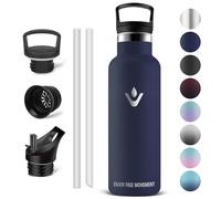 Vikaster Bouteille isotherme - Thermos 500ml, Gourde Avec Paille, Gourdes Sans BPA, Gourde Enfant & Adulte pour Sport, école, Bureau, Gym, Voyage, Bleu Foncé