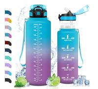 Vikaster Bouteille Sport, Gourde avec Paille 1500ml, sans BPA, Étanche & Réutilisable, Bouteille Ouvrir en Un Clic, Convient pour la Gym, Le Yoga, Le Camping, Randonnée