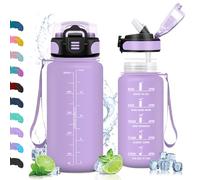 Vikaster Gourde, Gourde avec Paille 0.5 l, sans BPA, Étanche & Réutilisable, Bouteille Enfant Ouvrir en Un Clic, Convient pour la Gym, Le Yoga, Le Camping, Randonnée