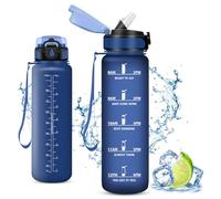 Vikaster Gourde, Gourde avec Paille 1000ml, sans BPA, Étanche & Réutilisable, Water Bottle Ouvrir en Un Clic, Convient pour la Gym, Le Yoga, Le Camping, Randonnée