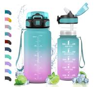 Vikaster Gourde, Gourde avec Paille 500ml, sans BPA, Étanche & Réutilisable, Bouteille Enfant Ouvrir en Un Clic, Convient pour la Gym, Le Yoga, Le Camping, Randonnée