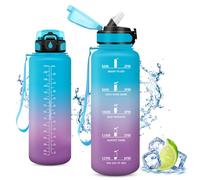 Vikaster Gourde Sport, Gourde avec Paille 1.5l, sans BPA, Étanche & Réutilisable, Water Bottle Ouvrir en Un Clic, Convient pour la Gym, Le Yoga, Le Camping, Randonnée