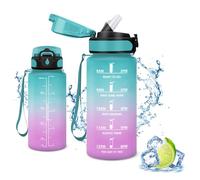 Vikaster Gourdes, Gourde avec paille 0.5 l, sans BPA, Étanche & Réutilisable, Water Bottle Ouvrir en un Clic, Convient Pour la Gym, le Yoga, le Camping, Randonnée