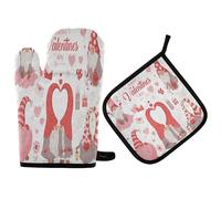 Vikeiac Ensemble de gants de cuisine antidérapants et résistants à la chaleur pour la Saint-Valentin, motif nains de cuisine, pâtisserie, barbecue, cadeaux