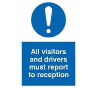 Viking Signs Mv317-a6p-3 m ''tous les visiteurs et pilotes doit Rapport sur'' Pancarte de réception, 3 mm Plastique rigide, 150 mm H x 100 mm l