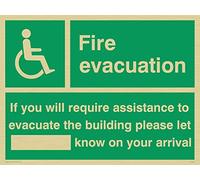 Viking Signs Sd961-a5l-g "Fire" de l'évacuation pour fauteuil roulant utilisateurs de signer, rigide Doré Plastique, 150 mm H x 200 mm L