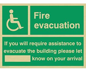 Viking Signs Sd961-a5l-g "Fire" de l'évacuation pour fauteuil roulant utilisateurs de signer, rigide Doré Plastique, 150 mm H x 200 mm L