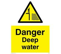 Viking Signs Wc498-a3p-3 m "Danger Eau profonde" Sign, 3 mm Plastique rigide, 400 mm H x 300 mm L