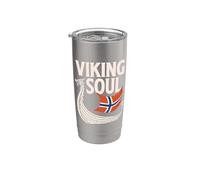 Viking Soul Norway Longship Scandinavian Pride Gobelet isotherme en acier inoxydable double paroi