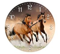Horloge murale ronde de cuisine, 14 pouces, motif cheval, à quartz, fonctionnant à piles