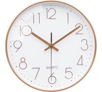 VIKMARI Horloge murale moderne en or rose, grande horloge murale 3D sans tic-tac pour salon, cuisine, bureau, chambre, école, 30 cm