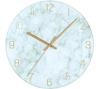 Horloge murale ronde vintage en marbre, 30 cm, silencieuse, verte, à piles