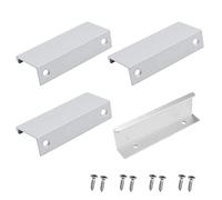 VIKSAUN 4 x Poignée de Meuble Alliage d'Aluminium Poignée Invisible Entraxe 65mm Poignée pour Placard Poignée argent Poignées de Tiroir avec des vis(Sliver
