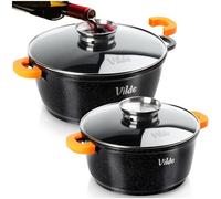 Vilde | Batterie de cuisine - 4 pièces - Revêtement antiadhésif - Induction - Marmites avec couvercle - 4 / 5,8 L