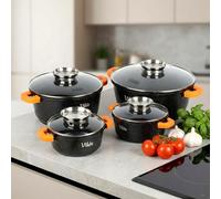 Vilde | Batterie de cuisine - 8 pièces - Revêtement antiadhésif - Induction - Set complet de casseroles avec couvercle - 1,2 / 2,1 / 4 / 5,8 L