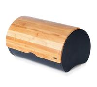 Vilde - Boîte à pain en métal - Boîte à pain - Boîte à pain en acier et bois - Boîte à pain - Boîte de rangement - Noir - 38 x 24 x 20 cm