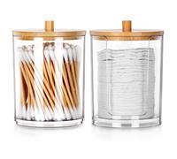 VILDE Boite de rangement pour salle de bain pour Coton et Coton-tige - Couvercles en bambou