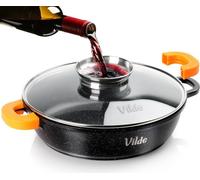 Vilde | Casserole avec couvercle en verre - 28 cm - 3,3 l - Casserole avec poignées en silicone - Adapté à l'induction - TERRUNA AROMA