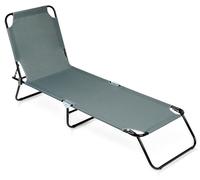 Vilde | Chaise Longue de Jardin avec Poignées - Bain de Soleil Pliant Tripode - Réglable jusqu'à 120 kg - Gris