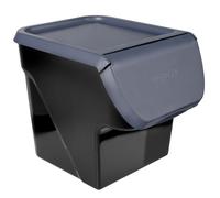 VILDE Conteneurs de stockages 13L - Plastique noir avec couvercle anthracite, idéal pour fruits, légumes et rangement