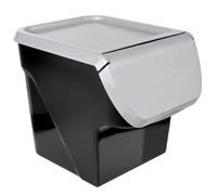VILDE Conteneurs de stockages 13L - Plastique noir, couvercle gris, compatible congélateur et lave-vaisselle