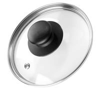 Vilde Couvercle universel en verre de 14 cm - Résistant à la chaleur jusqu'à 200 °C - Avec bord en acier inoxydable et poignée en plastique - Pour casseroles, poêles, casseroles - Contrôle visuel