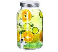 VILDE Distributeur de boissons en verre 6,2 L - Robinet en plastique - couvercle vissé - idéal pour limonade et punch