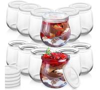 VILDE Ensemble de 12 pots en verre 300 ml - Couvercles hermétiques - Idéal pour yaourts, desserts et conserves