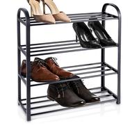 VILDE Étagère à chaussures 4 niveaux - Métal robuste, gain de place, pour 8 à 12 paires - Idéale couloir, garage, buanderie