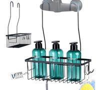 Vilde Étagère de douche en métal noir 33,5 x 12,5 x 38 cm