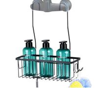 Vilde Étagère de douche en métal noir 33,5 x 12,5 x 38 cm