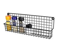 Vilde Étagère à épices métal 39,5×6,5×14 cm Noir - Style industriel - Suspendue - Kit montage inclus