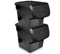 Vilde Lot de 2 boîtes de conservation 13L empilables - Boîte de rangement pour légumes et fruits avec couvercle et clapet - Récipient pour pommes de terre et oignons - Boîte de conservation pour
