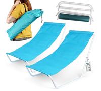 Vilde - Lot de 2 chaises longues de jardin pliantes - Chaise longue de jardin pliable légère - Bleu