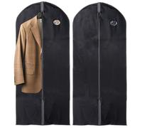 Vilde Lot de 2 housses de vêtements - 60 x 135 cm - Noir - Rangement respirant pour costumes, manteaux et robes - Protection contre la poussière et l'humidité - Avec fermeture éclair - Léger et